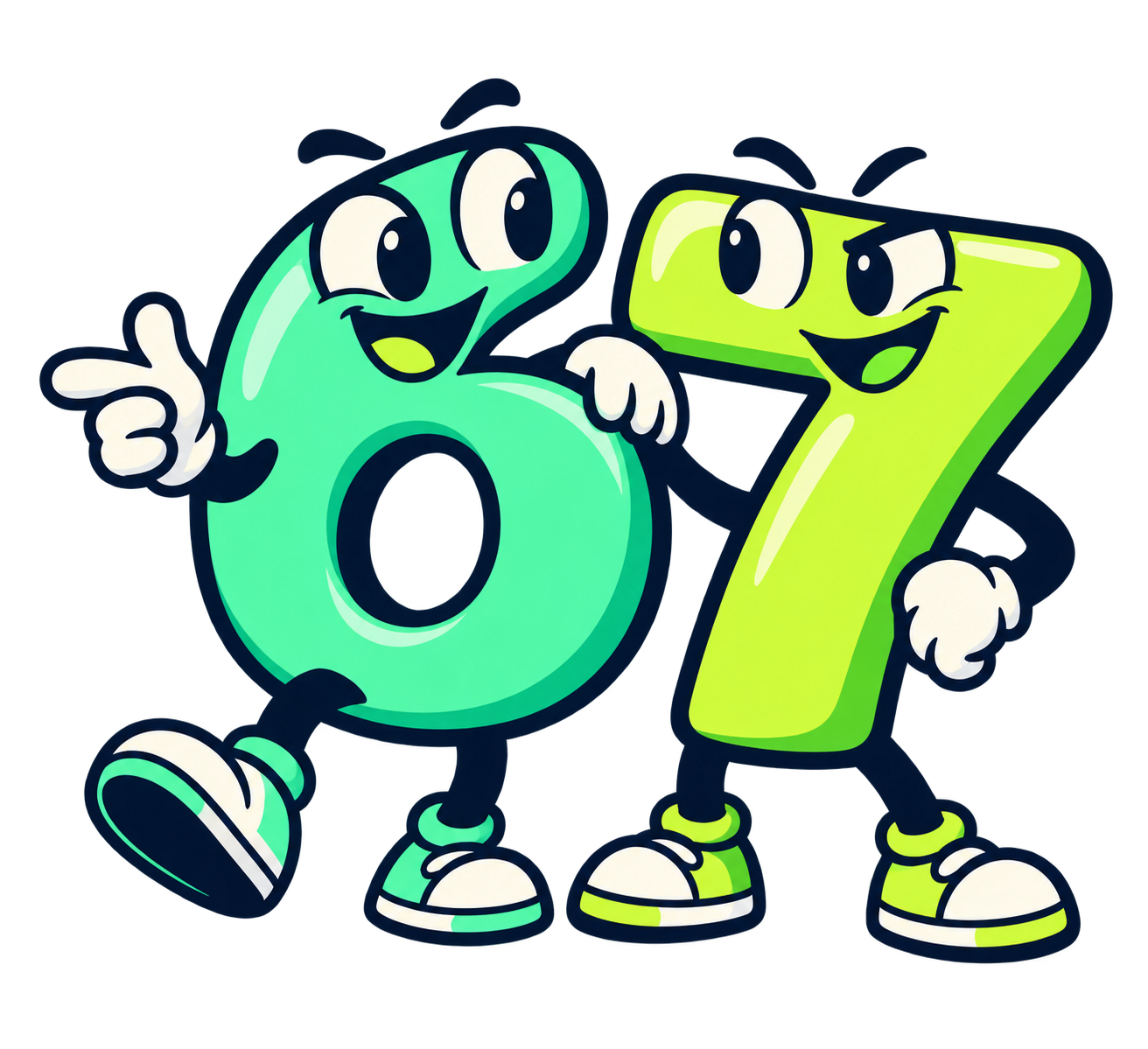 Friendly mascot made from the numbers 6 and 7